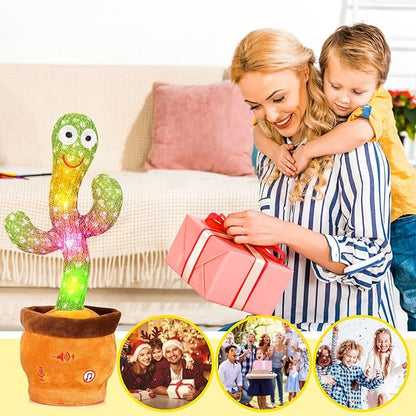 Volume Adjustable Dancing Talking Cactus, Singing Repeating Recording Mimicking Cactus Baby Toys, Interactive Learning Tummy Time Toy for Toddler Boys Girls Funny