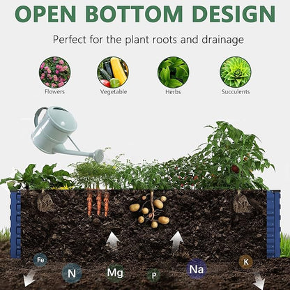 FOOWIN 2pcs 6x3x2ft Galvanized Raised Garden Bed, Planter Raised Garden Boxes Outdoor, Large Metal Raised Beds for Gardening, Garden Bed for Vegetables, Flowers, Herb,269 Gallon Capacity, Royal Blue
