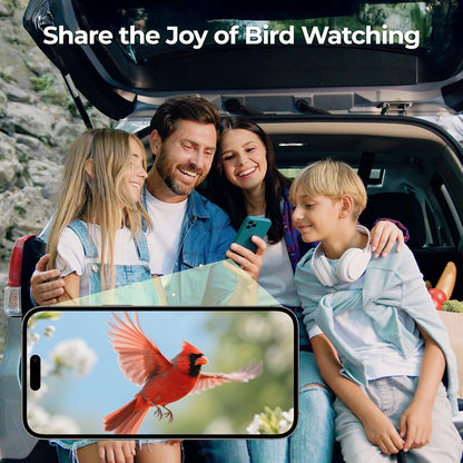 Smart Bird Feeder with Camera Solar Powered for Outside Birdhouse with Camera, AI Identify Birds Species, FHD Live Video, Instant Arrival Alerts, Ideal Gift for Bird Lovers or Family
