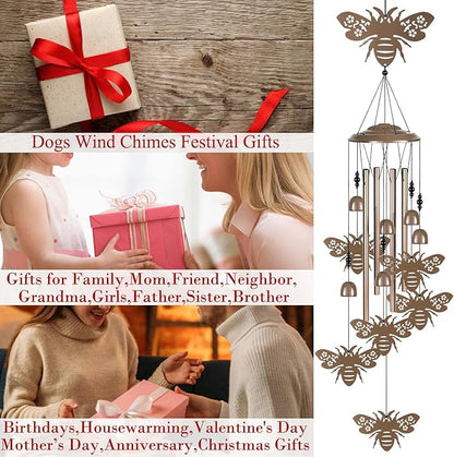 Outdoor Bees Wind Chimes Decor, Portable Mobile Wind Catcher, Sympathy Wind Bells, Memorial Gifts for Mom, Housewarming, Blessing WindChimes(Outside/Indoor/Home/Room/Porch/Yard/Tree/Garden Decorate)