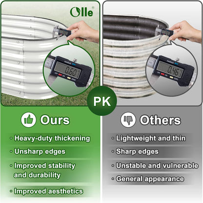 Olle Galvanized Planter for Vegetables 12-in-1 Large Metal Raised Bed Gardening Kit for Outdoors 32" Tall Size 5X5 Feets 8X2 Feets 4x8 Raised Garden Bed, Ivory