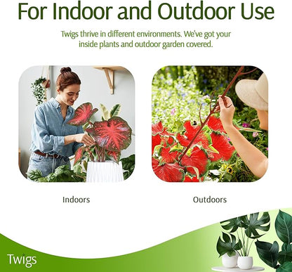 Stackable Plant Support Stakes, Stem Holder Structures for Indoor & Outdoor Use, Garden Accessories for Climbing & Potted Plants, Trellis Alternative - Begonia Red, 3 Pack, 17" L