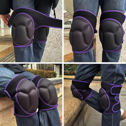 Gardening Knee Pads for Men/Woman, Adjustable Knee Pad for Washing Floors Cleaning House Kitchen, Comfortable Foam Knee Protector for Kneeling on Hard Floor, Soft Working Kneepads for Adult, Purple L (1 Pair)