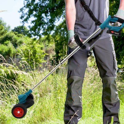 Grass Trimmer, 6" 3-in-1 Cordless Weed Trimmer, 21V Portable Electric Brush Cutter, with Two 2600mAh Batteries and Charger for Garden and Yard Weed Control