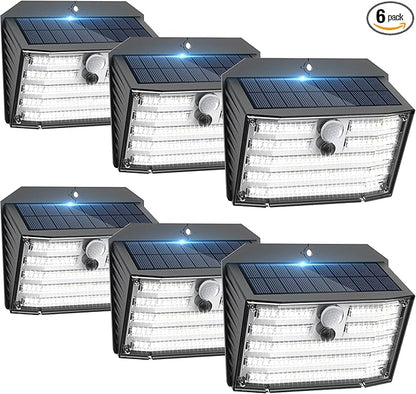 [6 Packs] Solar Motion Lights Outdoor, Ultra Bright Solar Fence Lights with Motion Sensor, IP65 Waterproof Security Light 3 Modes, 270° Lighting Angle, Wall Lights for Deck Patio Fence Garage Door