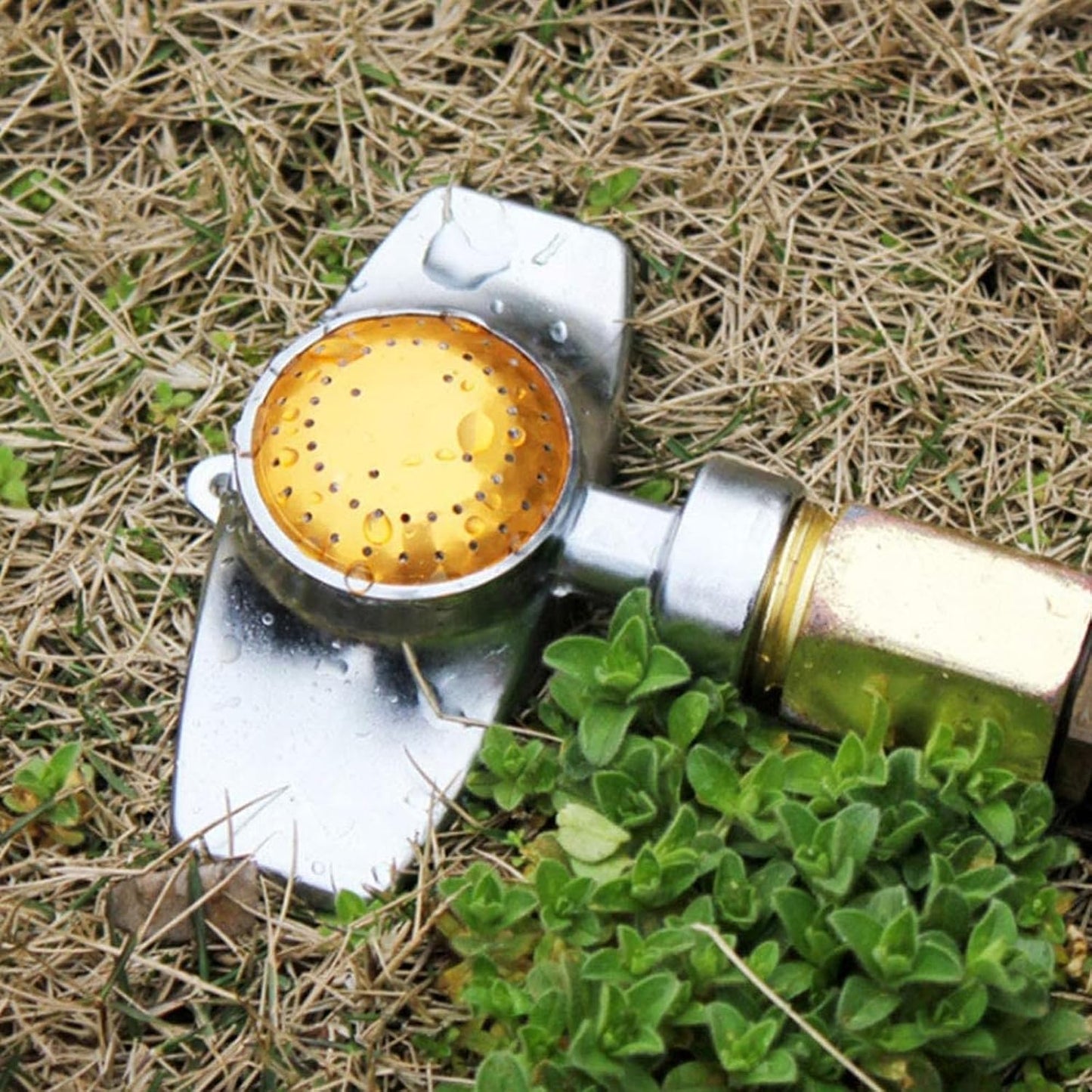 360 Degree Metal Spot Sprinkler,Small Sprinkler Garden for Small Areas Lawn Sprinklers for Yard Circle Pattern with Gentle Water Flow Garden Watering (2, Yellow)