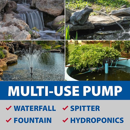 The Pond Guy MagFlo High-Efficiency Compact Pump for Small Water Gardens, Quiet Multi-Purpose System for Waterfalls, Fountains or Spitters, 2160 GPH