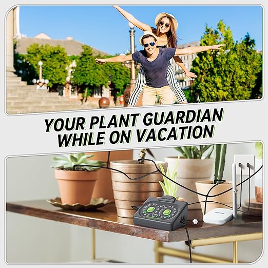 RAINPOINT Smart Automatic Watering System for 15 Potted Plants,Dual Powered, Local Control & Remote WiFi/App Control, Solar Drip Irrigation Kit for Indoor Houseplants,Low Water Auto-Shutoff