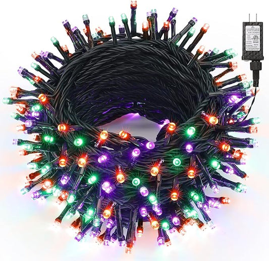 Brizled Mini Halloween Lights, 78.74ft 240 LED String Lights Connectable, 8 Modes Outdoor Halloween Lights, Spooky Tree Light with Timer for Carnival Party Decor, Purple & Green & Orange