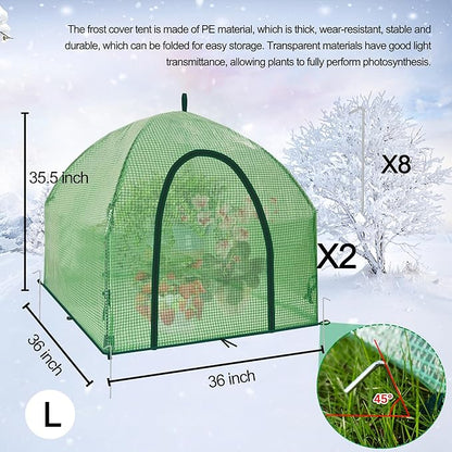 36″*36″*35.5″ Winter Plant Warm Covers - Raised Bed Cover, Garden Row Accelerator, Warm Tent Freeze Protection Humidity Domes for Germination, Seedling Propagation Protecting Plants from Animals 2 PCS
