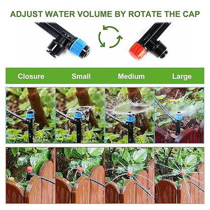 223FT Drip Irrigation System, Automatic Drip Irrigation Kit with 1/2'' 1/4'' Tubing Hose and Accessories,Adjustable Nozzle Garden Watering System,for Patio/Lawn/Garden Bed/Yard