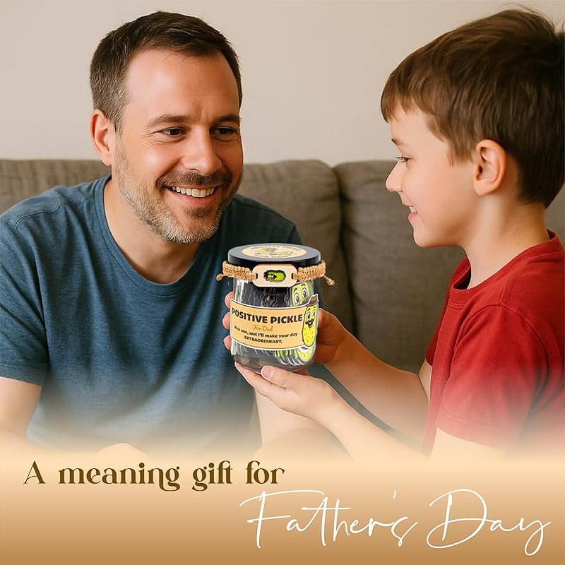 60 Positive Pickle Cards Jar, Affirmation Cards For Dad, Father's Day Gifts For Dad, Birthday Gifts For Dad From Daughter, Son - New Dad Gift, Bonus Dad Difts, Funny Dad Difts (For Dad)