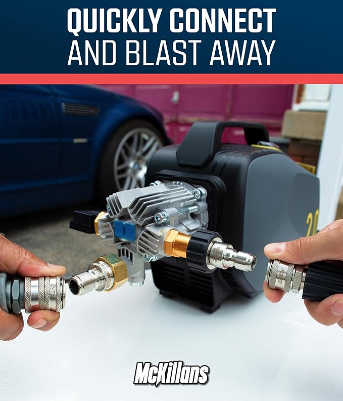 McKillans® M22-15mm Pressure Washer Quick Connect Kit, M22-15mm to 3/8" Male Female Quick Disconnect Kit for Power Washer (Stainless Steel)