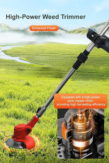 Cordless Weed Wacker,Electric Weed Eater,2 Batteries,Grass Trimmer Cordless,Weed Erimmer Red