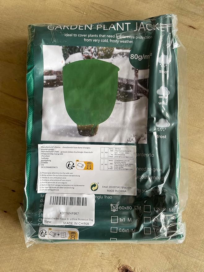 Abimars Thicker Plant Covers Freeze Protection Jacket 2.36 oz/yd², 2'x2.6' Reusable Winter Plant Covers with Drawstring & Zipper, 2 Pack Light, Porous Fabric for Plant Breathing