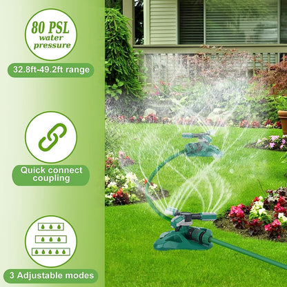 Garden Sprinkler,Upgrade Lawn Sprinklers Automatic 360 Degree Rotating Irrigation System, Garden Hose Sprinkler for Yard/Built in 36 Units Angle Spray Nozzles-1Pack(Green)