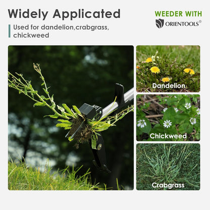 ORIENTOOLS 4 Claws Weed Puller Tool, Stand Up Weed Puller with Long Ergonomic Handle, Weed Puller Tool Stand Up Heavy Duty, Dandelion Picker, Garden Tools for Weeding, Weed Remover Tool for Lawn, Yard