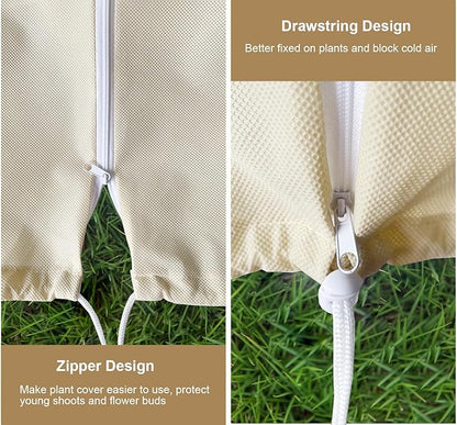 Plant Covers Freeze Protection – 35" × 50" Reusable Plant Protector Bag with Drawstring and Zipper for Plants Trees Shrub, Frost Jacket Warm Blanket for Freeze Frost Protection Season Extension