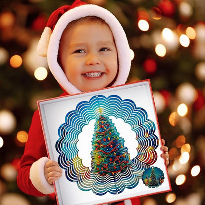 3D Christmas Tree Wind Spinners for Yard and Garden Christmas Decor 12 Inch Outdoor Metal Hanging Stainless Steel Wind Spinner Unique Gift Xmas Wind Sculptures