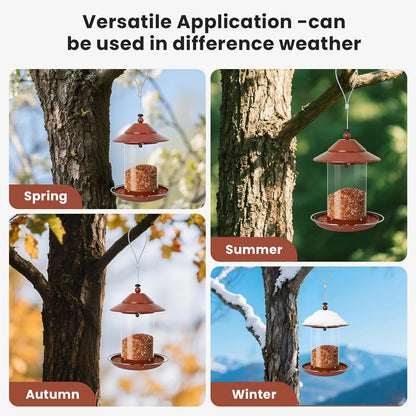 Metal Bird Feeder for Outdoors – 2.4LB Hanging Bird Feeder with 360-degree, Weatherproof & Rust-Resistant, Easy to Fill & Clean for Wild Bird Feeders in Backyard & Garden(2pcs)