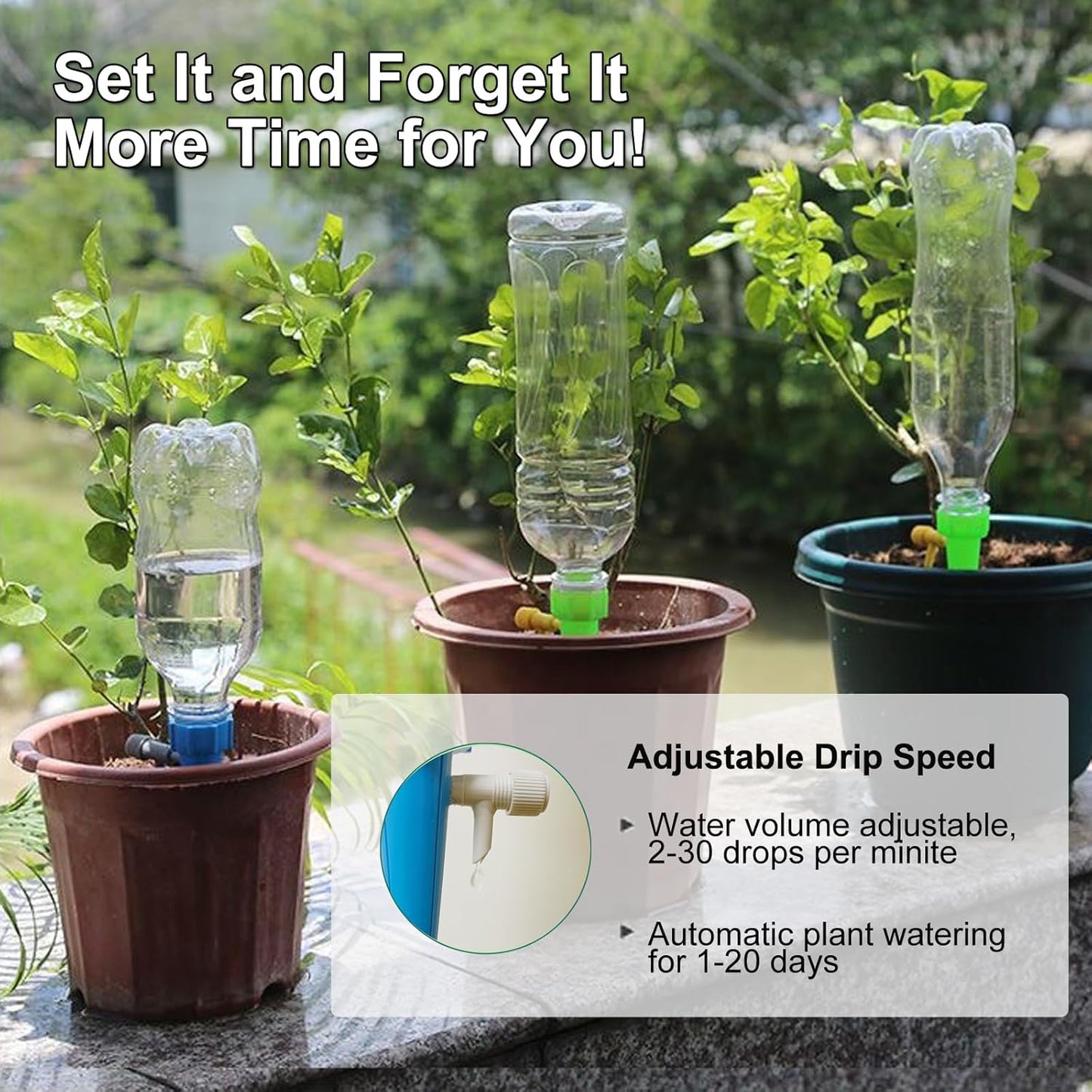 10 Pack Automatic Plant Watering Spikes – ExtraLong & Leakproof Spikes, Adjustable Flow Self Watering Spikes for Indoor Outdoor Plants, Fits Standard 1.1in Bottle Mouth, Vacation Drip Irrigation