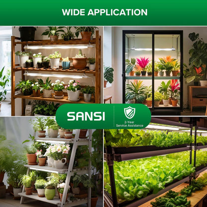 SANSI Grow Lights for Indoor Plants, 25W Plant Lights for Indoor Growing, 2FT 4000K Full Spectrum, T8 LED Grow Light Strips with 4-Level Dimmable, Auto On Off 4 8 12 Hrs Remote Control, IP54, White