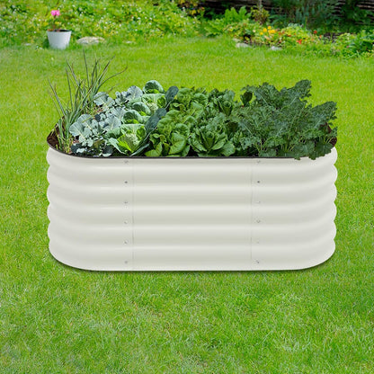 Galvanized Raised Garden Bed Kit, Large Oval Metal Deep Root Planter Box for Outdoor Gardening Planting Plants Vegetables Flower Herb (3.45ft)