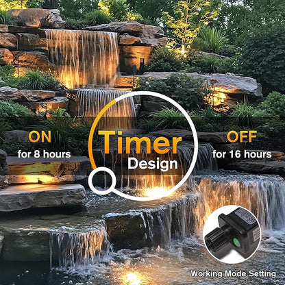 POPOSOAP Pond Lights, 4-in-1 Warm White Underwater Pond Lights, IP68 Waterproof LED Landscape Spotlights for for Pond, Garden, Patio, Fountain, Pool, Waterfall Decoration(4 Head Lamps)