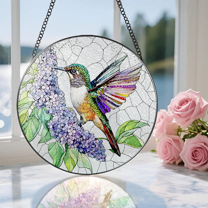 Stained Glass Window Hanging, 8 Inch Hummingbird Sun Catchers, Stained Glass Suncatcher, Window Decor, Gifts for Mothers Day, Birthday, Christmas, Hummingbird Gifts, Gift for Women Mom and Grandma