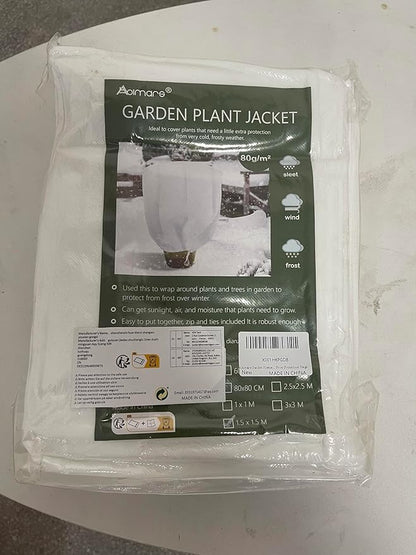 Abimars Thicker Plant Covers Freeze Protection Jacket 2.36 oz/yd², 5'x5' Reusable Winter Plant Covers with Drawstring & Zipper, 2 Pack Light, Porous Fabric for Plant Breathing