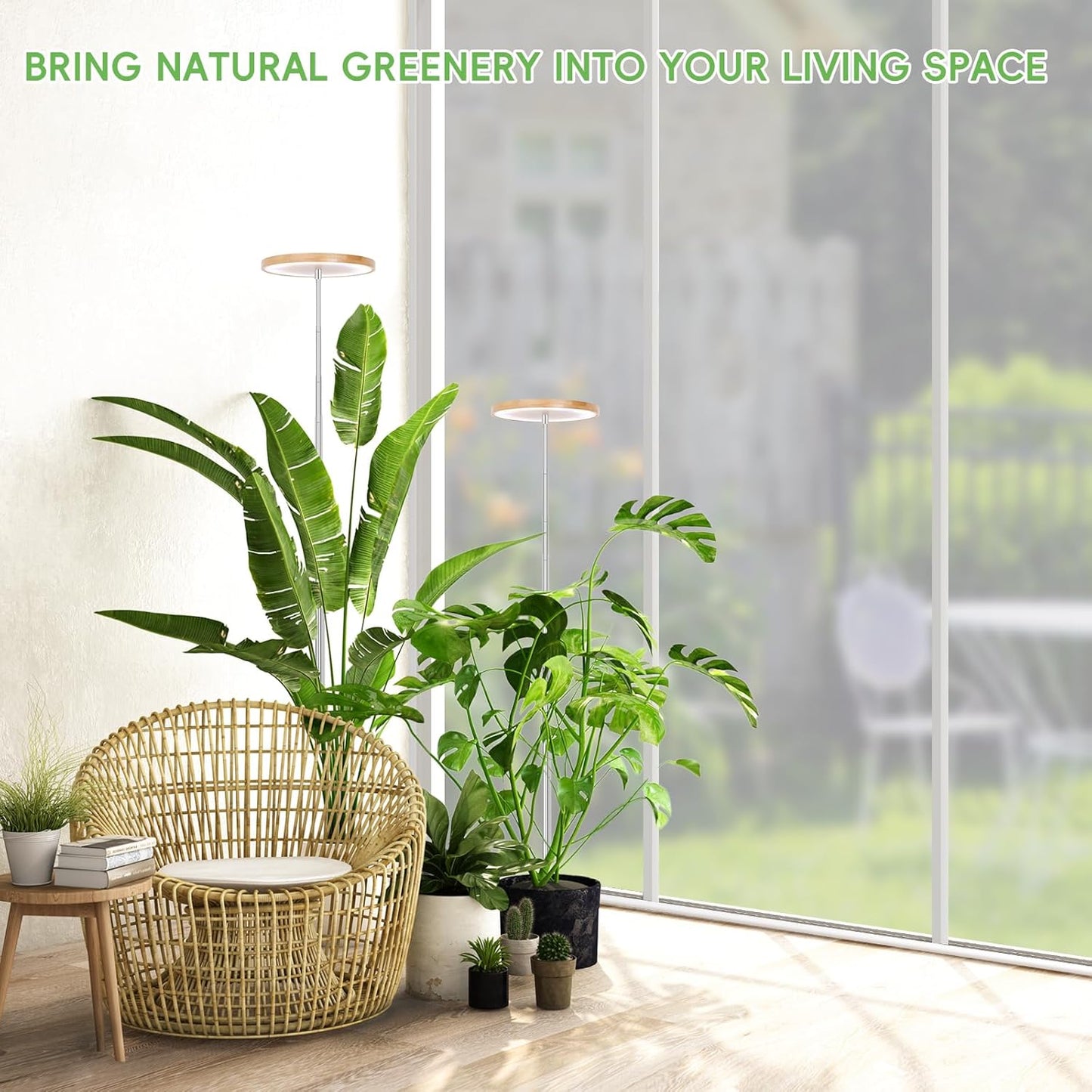 LBW Plant Grow Light Bamboo Plant Grow Lights for Indoor Full Spectrum LED Plant Grow Light, 4/8/12H Recurring Timer