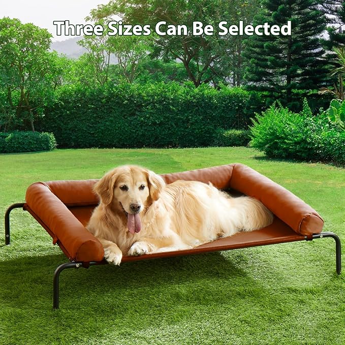 RRPETHOME Large Elevated Cooling Dog Bed,Raised Cots Beds,Outdoor Dog Bed,Chew Proof Portable Cooling Pet Cot Skid-Resistant Feet,Frame with Breathable Mesh