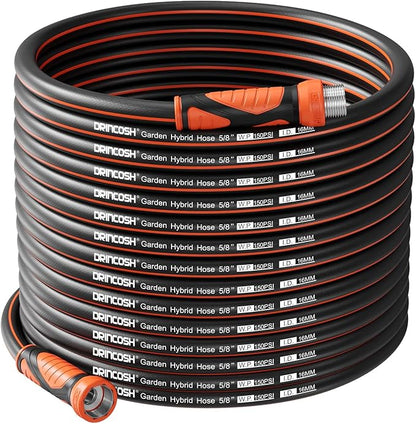 100FT Garden Hose Heavy Duty x 5/8", Lightweight Flexible Water Hose with Nickel-plated Fittings, Kink-Free, Leak-Proof, Easy Storage for Yard Lawn Care Male to Female