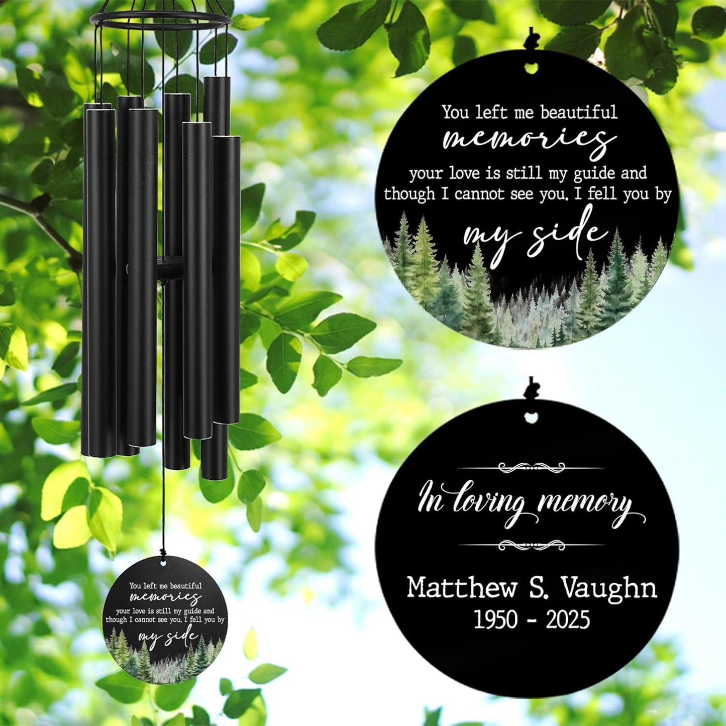 Personalized 36" Memorial Wind Chimes, Bereavement Gift to Honor a Loved One's Remembrance, Sympathy Gift for Loss of Mother Father Husband, for Outdoor Garden