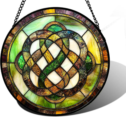 Stained Glass Window Hanging, Tiffany Abstract Totem Sun Catchers Colorful Glass Panel Bless Suncatcher Decor for Birthday for Women, Men, Wife, Aunt, and Mom 6.3 in