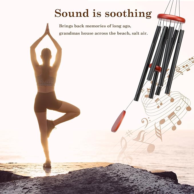 Classic Black Wind Chimes for Outside Soothing Melodic Wind Chime 37" to Create a Zen Atmosphere. Sympathy/Memorial Gift, Indoor Outdoor Garden Patio Decoration