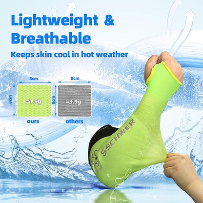 Schwer ANSI A6 Cut Resistant Sleeves, 18 inch Protective Arm Sleeves with Thumb Hole for Arm Work Protection, Arm Guards for Gardening, Cutting Metal, Repairing, Kitchen, Pet Grooming (1 Pair, Yellow)