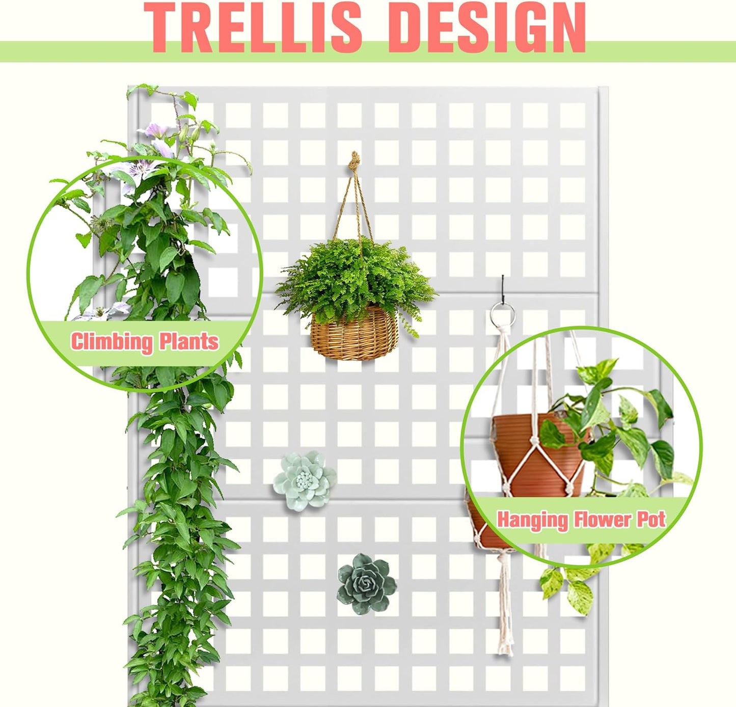 Metal Planter Box with Trellis, Raised Garder Bed with Drainage Hole, Privacy Screen & Trellis for Climbing Plants, Outdoor Plant Stands, 47''L×17''W×71''H, White