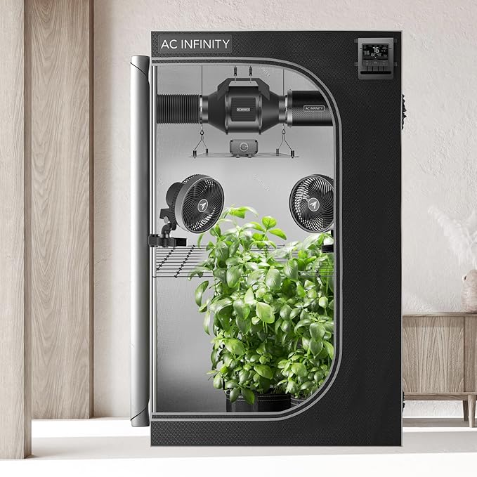 AC Infinity Advance Grow System 4x4, 4-Plant Kit, WiFi-Integrated Grow Tent Kit, Automate Ventilation, Circulation, Schedule Full Spectrum Samsung LM301H LED Grow Light, 2000D Mylar Tent