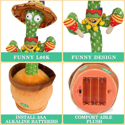 MIAODAM Talking Cactus Dancing Cactus Toy for Baby Toddler, Singing Plush Repeats What You Say for Kids with 60 English Songs Mimicking Toy for Baby Gift