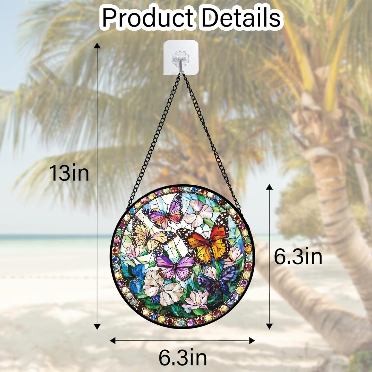 Stained Glass Window Hanging, Colorful Butterfly Suncatcher for Doors Home Sun Catchers Decoration and Christmas, Mother's Day Birthday Gifts for Women, Men, and Mom 6.3 in