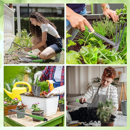 WORKPRO 6-Piece Garden Tool Set, Heavy Duty Gardening Hand Tools with Soft Rubber Handle, Including Trowel, Rakes, 2-in-1 Hoe and Crack Weeder, Ideal Gardening Gifts for Men and Women