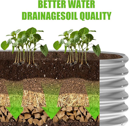 Land Guard 8×2×1.5ft Galvanized Raised Garden Bed Kit, Raised Garden Boxes Outdoor, Oval Metal Raised Garden Beds for Vegetables, Silver