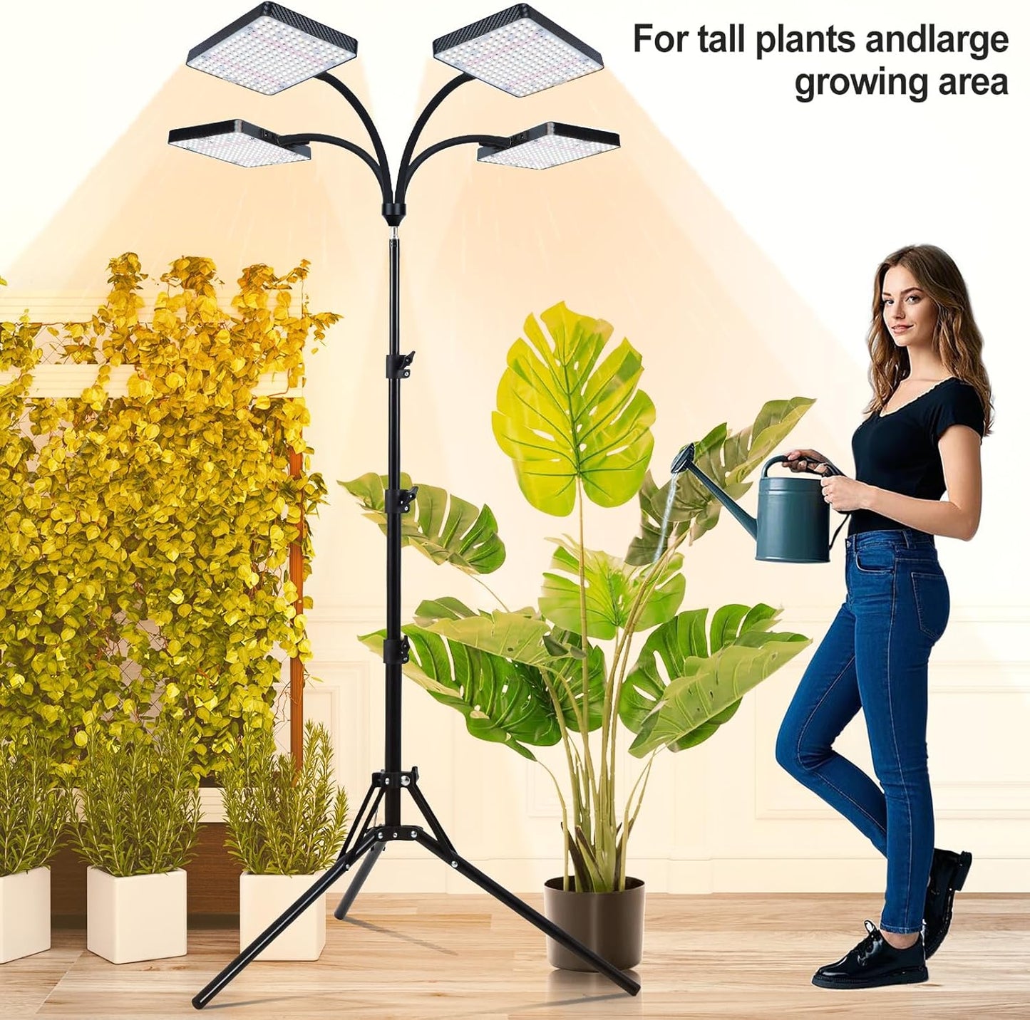 Grow Light with Stand, Orchbloom Grow Lights for Indoor Plants 100W, Natural Sunlight Full Spectrum Plant Growing Lamps for Houseplants & Bonsai Tree, 4/8/12 Hr Timer Plant Light Auto On/Off Everyday