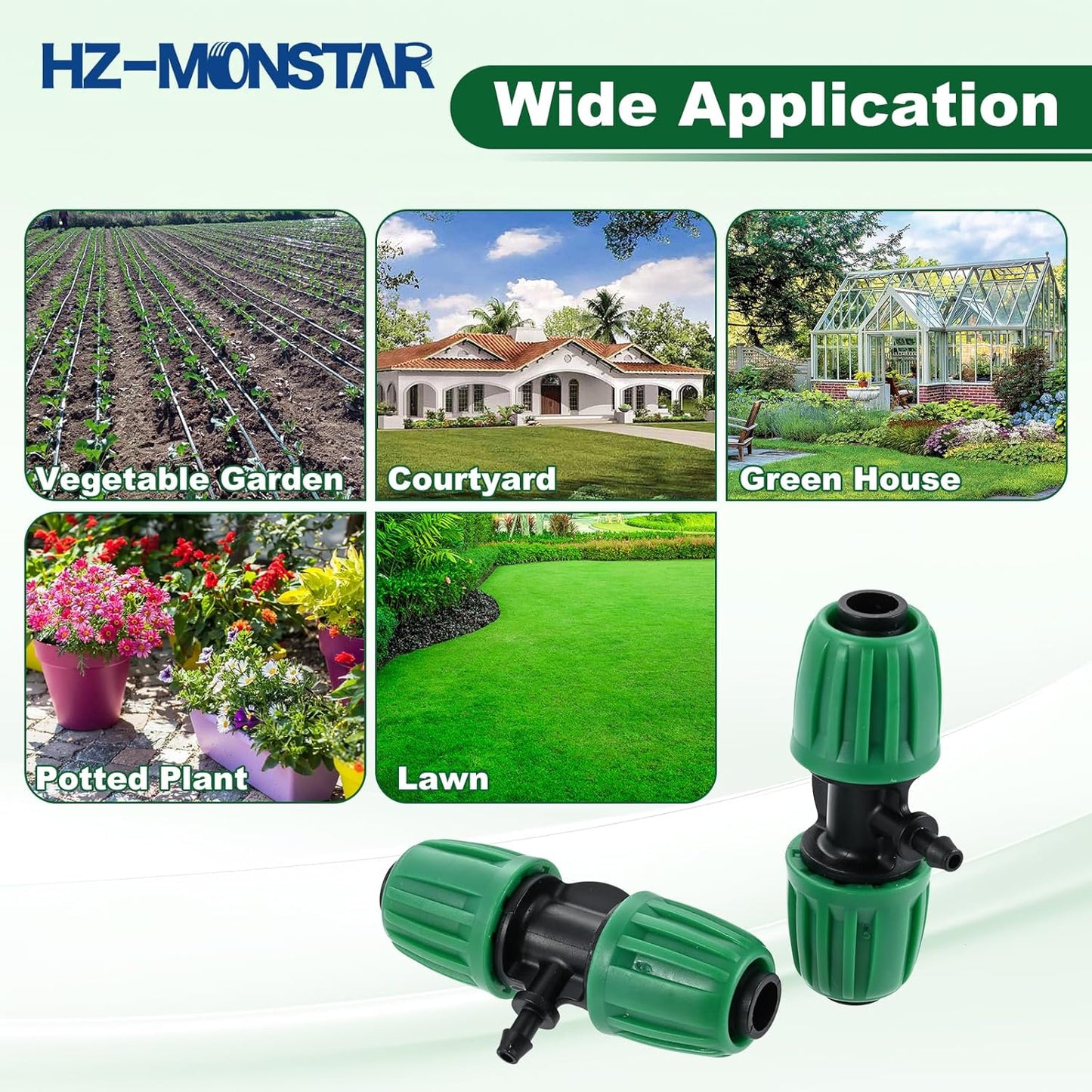 1/2 to 1/4 Drip Irrigation Fittings, 12Pcs Barbed Tee 1/2" Drip Irrigation Tubing (1/2" ID x0.6-0.63" OD) 16mm to 1/4" Irrigation Tube Fitting Twist Locked 3 Way Connectors