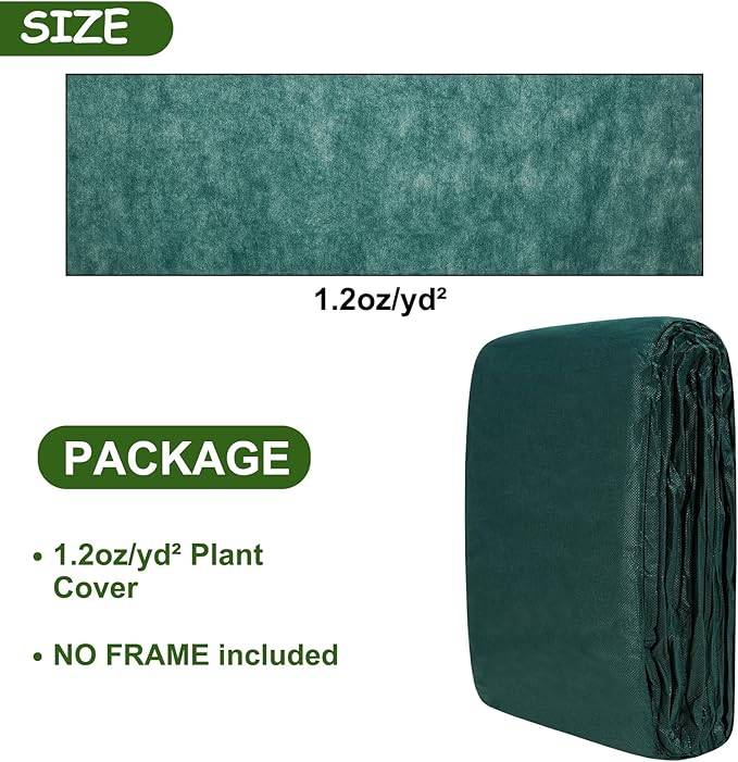 Plant Covers Freeze Protection 9.8 x 49.2 FT 1.2oz/yd² Frost Cloth Blankets for Outdoor Plants in Winter, Floating Row Cover for Vegetable Garden