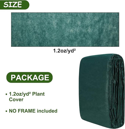 Green Plant Covers Freeze Protection 6.5 x 32.8 FT 1.2oz/yd² Frost Cloth Blankets for Outdoor Plants in Winter, Floating Row Cover for Vegetable Garden