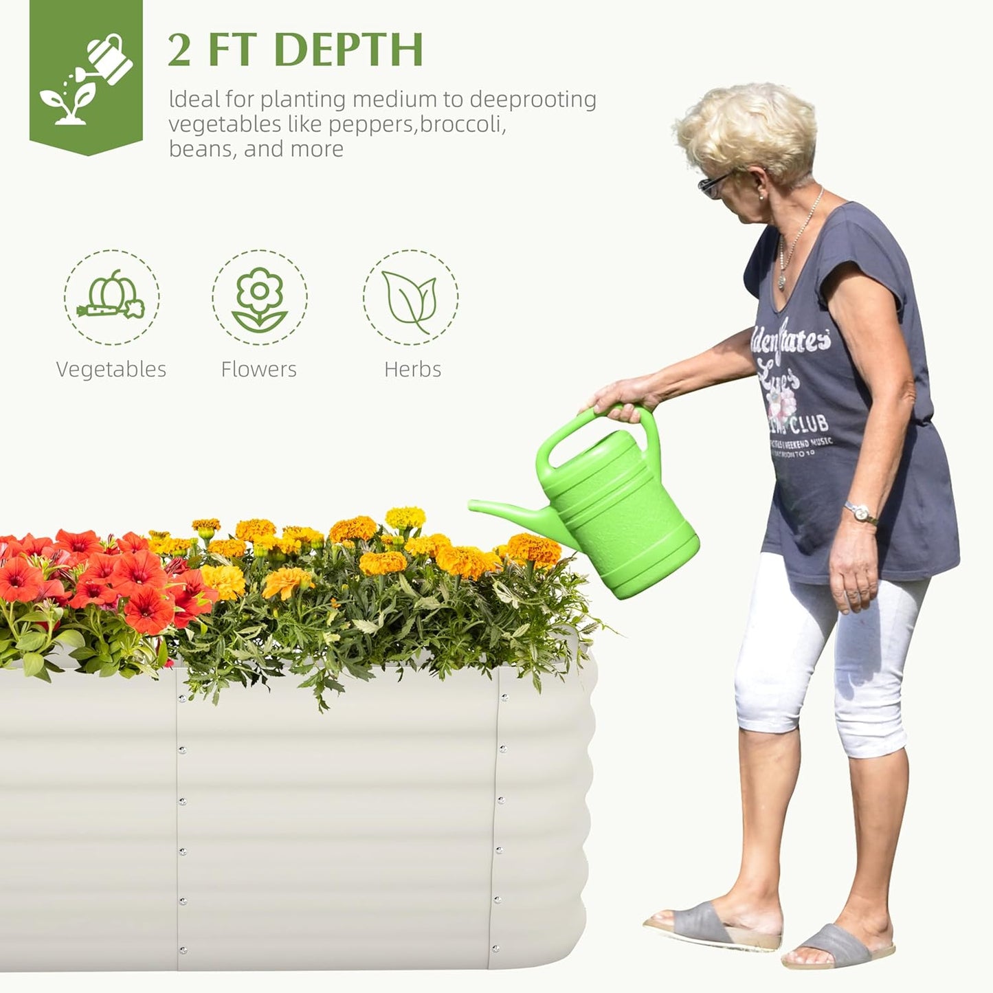 DDK Galvanized Raised Garden Bed, Outdoor Planter Bed, 4x2x1.5ft Metal Planter Box for Gardening and Planting,MW