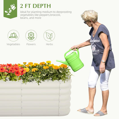 DDK Galvanized Raised Garden Bed, Outdoor Planter Bed, 4x2x1.5ft Metal Planter Box for Gardening and Planting,MW