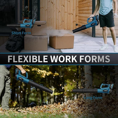 Leaf Blower, 21V Cordless Electric Blower with 2 2.0Ah Batteries and 1 Hour Fast Charger, Lightweight Leaf Blower for Patio Cleaning, Lawn Care, Blowing Fallen Leaves and Dust, etc.